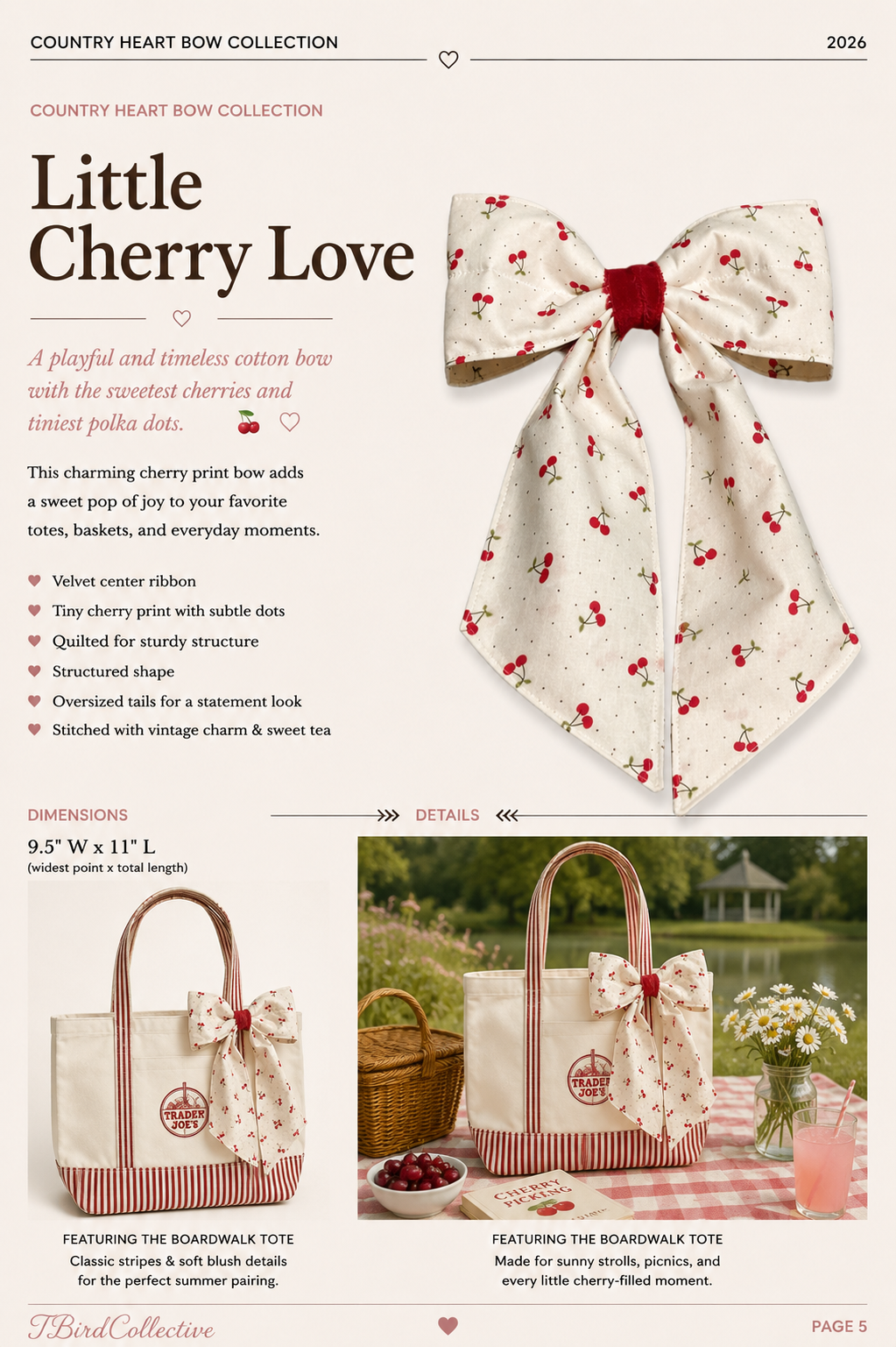 Quilted Bow | Little Cherry Love Bow