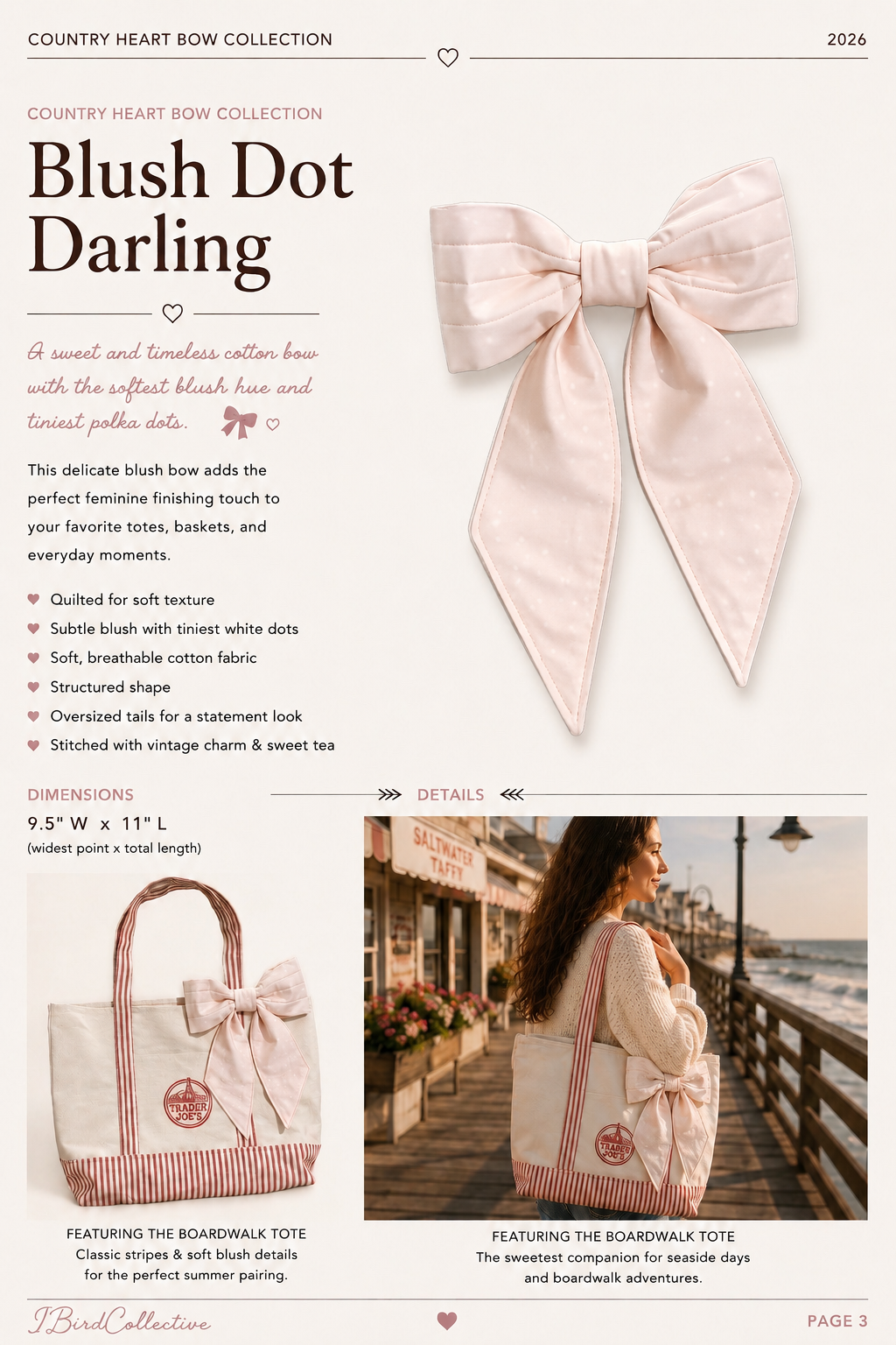 Quilted Bow | Blush Dot Darling Bow